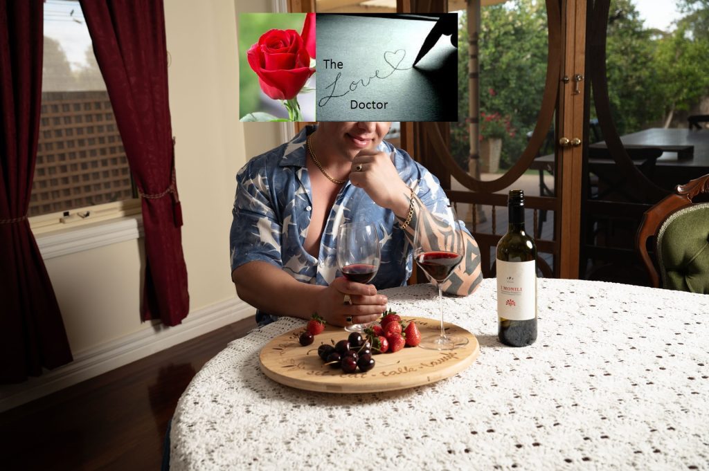 Man with wine and fruit, with 