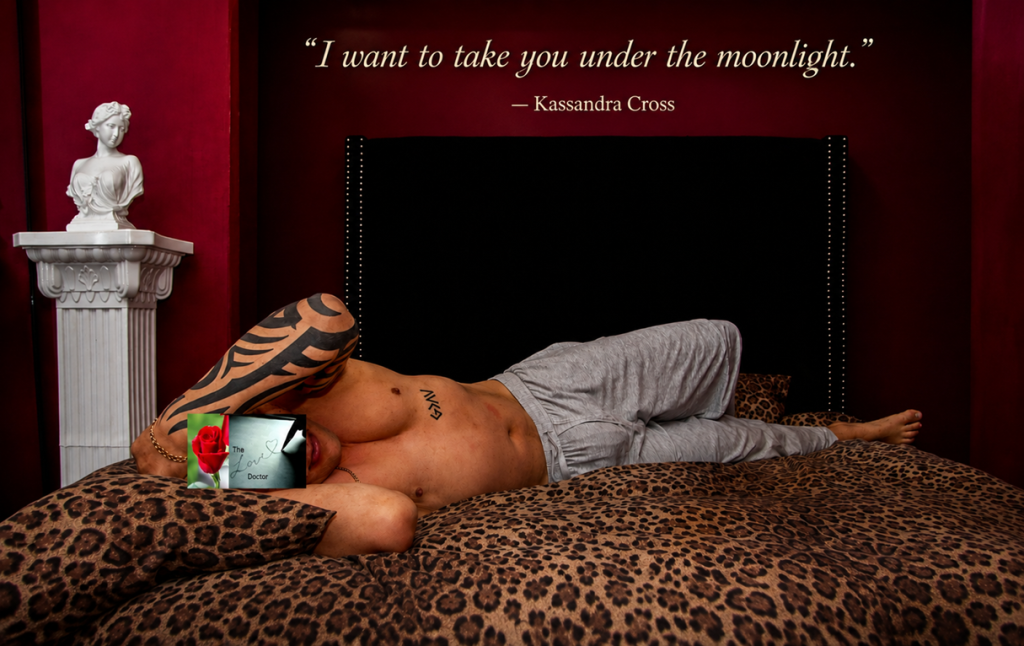 Man with tattoos on bed, quote about moonlight, July 2026 gallery