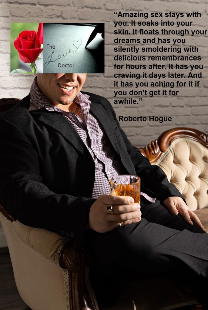 Roberto Hogue with glass of whiskey, rose, and handwritten note 
