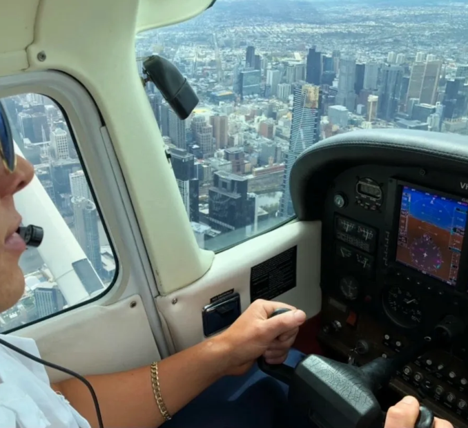 Flying around the city